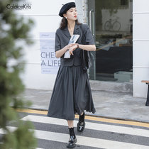 CaldiceKris （中国CK）短袖百褶裙西装套装CK-FS9274(黑色)