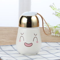 陶瓷杯子马克杯带盖创意情侣早餐牛奶咖啡杯家用定制男女镜面水杯(表情-B（灯泡杯）)