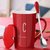 创意个性陶瓷马克杯带盖勺喝水杯子男生家用大容量茶杯情侣咖啡杯(红色款-C)