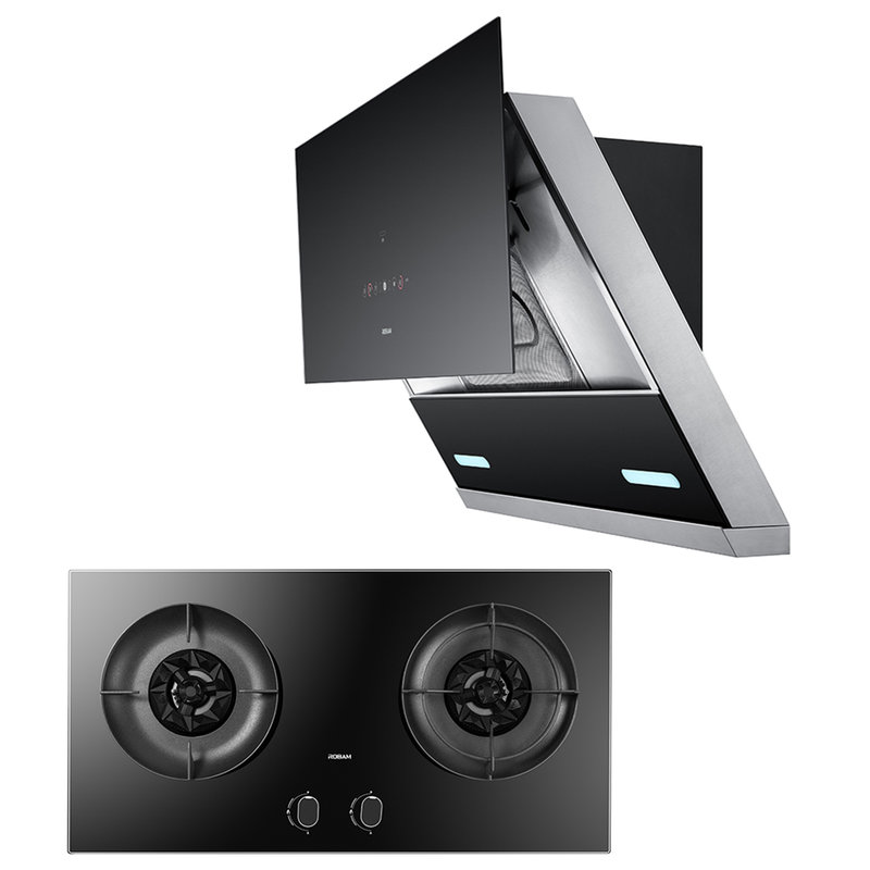 老板robamcxw2005900sjzt9b312侧吸钢化玻璃嵌入式烟灶套餐