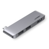 绿联（UGREEN）Type-C扩展坞 适用苹果MacBook华为笔记本 USB-C转HDMI高清转换器3.0HUB分线(灰色)
