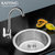 凯鹰 时尚圆形不锈钢水槽 单槽洗菜盆套餐 KY-B405