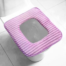 方形马桶垫坐垫家用方型坐便器套正方形椅垫方长方形垫子拉链通用(方形柔软条绒紫色粘扣+同款随机 默认版本)