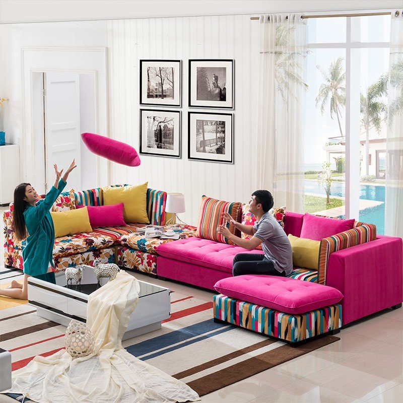 沙发圣罗伦现代l型转角组合客厅色彩布艺沙发彩色返回商品页