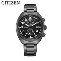 Citizen西铁城 光动能手表日期显示防水时尚运动黑盘钢带男表 CA7047-86E