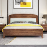 恒兴达 乌金木实木床1.8米软靠双人床现代简约中式主卧婚床(1.8*2米胡桃色 单床)
