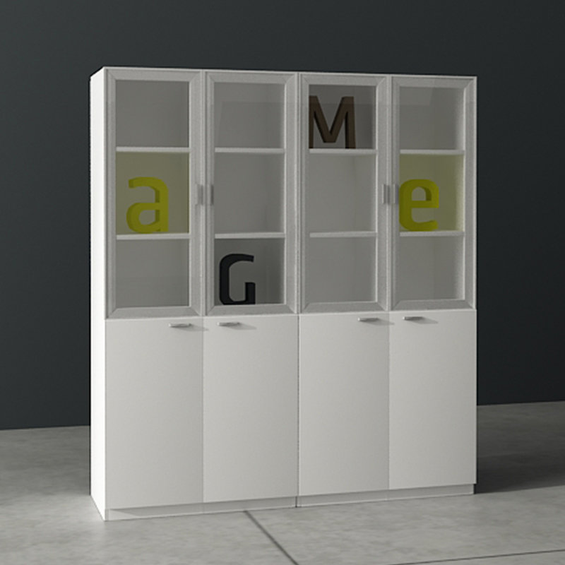 组合柜 现代简约储物柜 矮柜 展示柜 玻璃柜 书柜 资料柜(白色 款式二