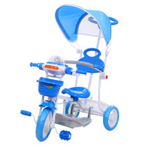 舒贝乐3107儿童三轮车带手推杆、遮阳棚、脚踏板、带音乐(蓝色)