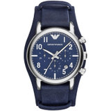 阿玛尼（ARMANI）手表时尚系列男士计时蓝皮革袖扣带腕表石英手表AR1829 AR1830 AR1832(蓝色)