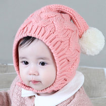 milkyfriends可爱宝宝帽子春秋冬季毛线帽婴儿男孩女孩童帽套头帽(粉红色 均码44-50CM（3-24个月）)