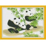 千思梦妍精准印花十字绣国宝熊猫客厅大画家居装饰