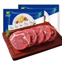 伊赛国产谷饲 厚切西冷眼肉牛排套餐 整切调理1.44kg（8片）赠酱包 生鲜 国美超市甄选