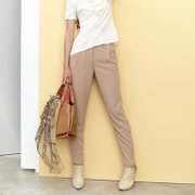 Theme掂牌 時尚韩版 金属扣口袋设计哈伦修身休闲小西裤女 5(骆驼 S)