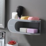 肥皂盒免打孔卫生间双层吸盘置物架壁挂式创意沥水家用浴室香皂盒(灰色【基础款】)