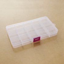 小号15格透明塑料可拆首饰储物归类药盒化妆针线渔具用品收纳盒(小15格红扣)