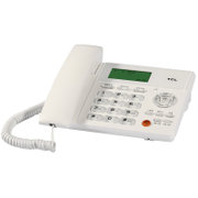 TCL 电话机 162 来电显示存储中文语音报号 家用办公双接口 有绳座机(雅致白)
