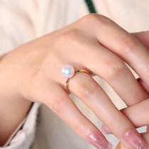 风下Hrfly 简约百搭的Akoya海水珍珠戒指 日常戴不用摘的 8.5-9mm 18K金镶嵌 一伸手就挪不开目光的戒指