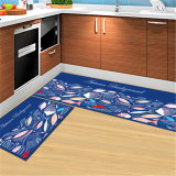 【四季皆宜多尺寸】厨房地毯床边毯卡通3D地毯印花防滑脚垫爬行毯(象形鱼 （40x60+40x120）2件装)