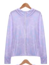 夏季新款印花防晒衣薄款冰丝针织透气防晒服女(紫色 XL)