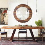 MOANRO复古6人餐桌实木餐桌椅组合长方形西餐桌实木做旧饭桌(旧松木 原木色 200x90x75)