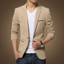 新款春秋季商务休闲西服男装针织外套小西装男士修身韩版青年上衣1416 值得(卡其 XL)