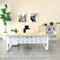 云艳YY-LLC914 办公家具 大班台办公桌 简约时尚现代办公家具 1.8米*0.8米白色【含侧柜】(默认 默认)
