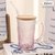 冰川纹玻璃杯女生高颜值水杯设计感小众家用带盖吸管咖啡牛奶杯子(350ML浅粉+小杯盖+吸管)