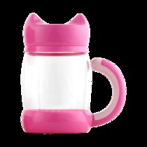 五金优选 猫咪杯玻璃限量款保温创意可爱(粉色 420ML)