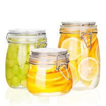卡凡洛(Kaflo)密封罐玻璃食品瓶子蜂蜜瓶咸菜罐泡酒泡菜坛子带盖家用小储物罐子(3件套)