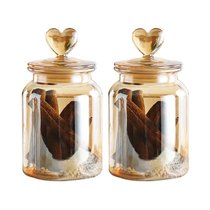 密封罐透明蜂蜜柠檬瓶泡菜坛子大号玻璃瓶食品调料茶叶储物罐带盖(【超值组合-爱心盖】光身-中号-2个)