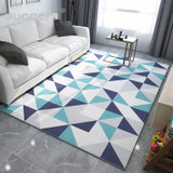 北欧简约风格几何地毯客厅现代沙发茶几垫卧室床边家用长方形地毯(JH-黑蓝白灰三角形)