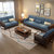 撼林  北欧全实木沙发现代简约组合小户型1+2+3客厅新中式布艺沙发整装(胡桃色（海蓝色座包） 长茶几)