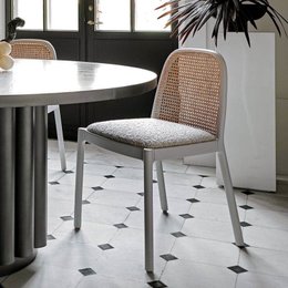 北欧简约设计藤编餐椅家用餐桌椅实 木靠背椅子轻奢ins网红椅表情(白色)