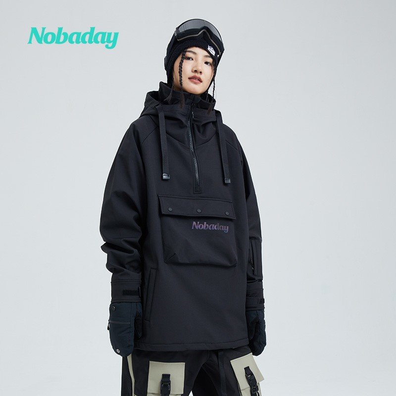 滑雪服nobaday軟殼帽衫單板滑雪服男女雪秋冬防水外套滑雪大pro範xxl