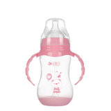 运智贝婴儿奶瓶带手柄宽口pp感温变色奶瓶宝宝用品(粉色 240ml)