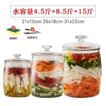 泡菜坛子家用玻璃密封罐食品级无铅加厚腌制储物罐酸菜咸菜玻璃瓶(4.5斤+8.5斤+15斤)