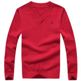 富贵鸟 FUGUINIAO 男装薄款毛衣男长袖V领针织衫套头纯色打底衫 16018FG12293(红色 M)