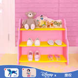 迪士尼 儿童鞋架多层组装 简易软塑料鞋架 家用收纳环保安全公主鞋柜(粉色 公主系列)