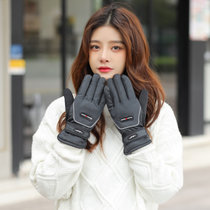 伊格葩莎男生女生简约时尚冬季保暖加绒防风骑行手套(灰色)