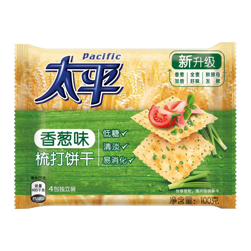 太平梳打饼干香葱口味100g新老包装随机发货