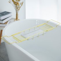 金色轻奢ins浴缸上置物架可伸缩多功能浴缸架子收纳架泡澡支架子(金色置物架含天然白色大理石（新 默认版本)