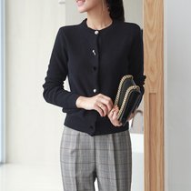 MISS LISA针织衫开衫长袖韩版修身百搭洋气外搭厚款毛衣外套K11031(黑色 M)