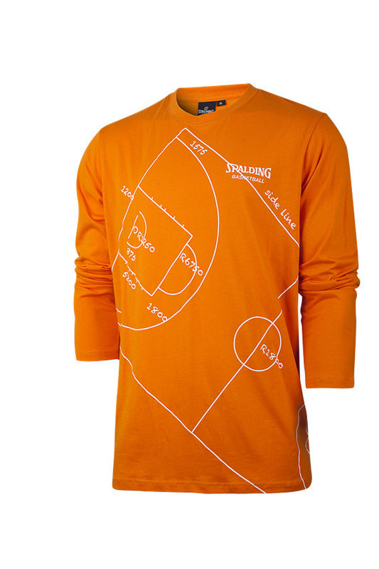 斯伯丁运动休闲长袖印花t恤桔色xl