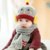 儿童帽子婴儿围巾套装宝宝帽子0-3-6-12个月秋冬毛线女童小孩帽子1-2岁(灰色)