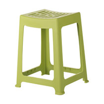 茶花塑料凳子家用厚成人条纹高凳浴室防滑餐桌凳方椅46CM高(绿色 4只装)