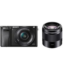 索尼（Sony）A6000 微单相机双镜头套装（16-50 +50/1.8）(黑色 套餐八)