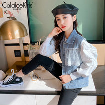 CaldiceKris（中国CK）女童蕾丝牛仔马甲CK-TF3564