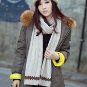  韩版羊毛羊绒长围巾 秋冬季情侣毛线纯色 女士针织围脖  W071(米色)