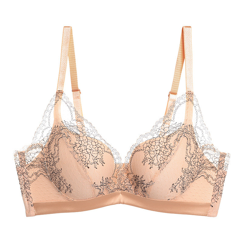 爱慕官方花园速写内衣女无钢圈中厚杯小胸聚拢蕾丝文胸am171791肤色