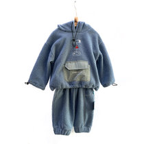 加绒加厚羊羔绒新款秋冬装女孩儿童毛毛衣两件套(140 蓝色)